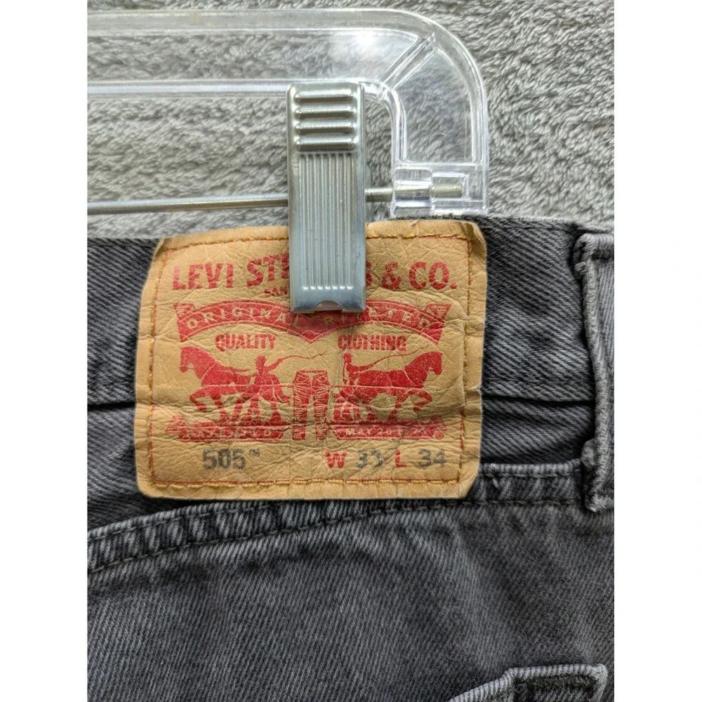 Levis 505 Regular Fit Jeans Mens‎ 31x31 Faded Black Gray Denim Grunge